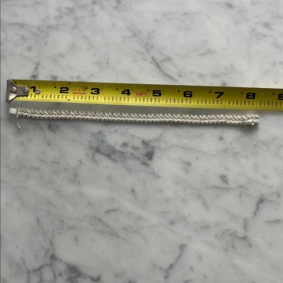 Vintage 1980s Sterling Silver 925 V Shaped Chain Link Statement Bracelet - Picture 6 of 8